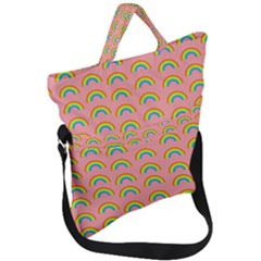 Pride Rainbow Flag Pattern Fold Over Handle Tote Bag by Valentinaart