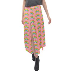 Pride Rainbow Flag Pattern Velour Split Maxi Skirt