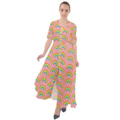 Pride Rainbow Flag Pattern Waist Tie Boho Maxi Dress by Valentinaart