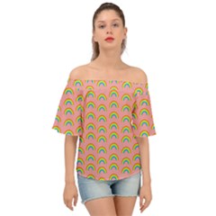 Pride Rainbow Flag Pattern Off Shoulder Short Sleeve Top by Valentinaart