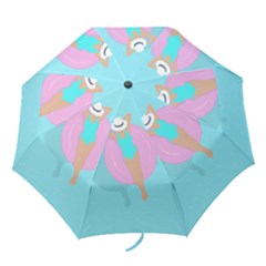 Lady In The Pool Folding Umbrellas by Valentinaart