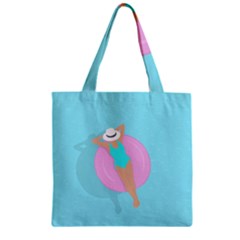 Lady In The Pool Zipper Grocery Tote Bag by Valentinaart