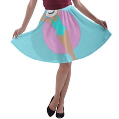 Lady In The Pool A-line Skater Skirt by Valentinaart