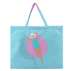 Lady In The Pool Zipper Large Tote Bag by Valentinaart