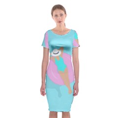 Lady In The Pool Classic Short Sleeve Midi Dress by Valentinaart