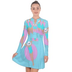 Lady In The Pool Long Sleeve Panel Dress by Valentinaart