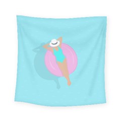 Lady In The Pool Square Tapestry (small)