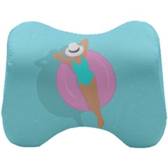 Lady In The Pool Head Support Cushion by Valentinaart