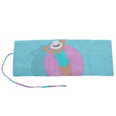 Lady In The Pool Roll Up Canvas Pencil Holder (s)