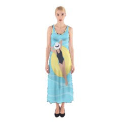 Lady In The Pool Sleeveless Maxi Dress by Valentinaart