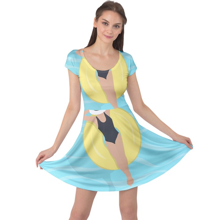 Lady in the pool Cap Sleeve Dress