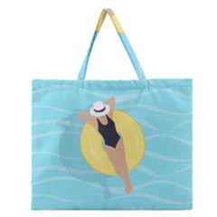 Lady In The Pool Zipper Large Tote Bag by Valentinaart