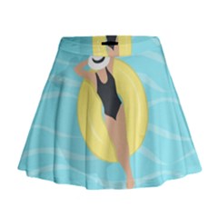 Lady In The Pool Mini Flare Skirt by Valentinaart