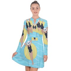 Lady In The Pool Long Sleeve Panel Dress by Valentinaart