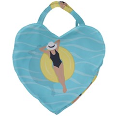 Lady In The Pool Giant Heart Shaped Tote by Valentinaart