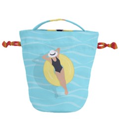 Lady In The Pool Drawstring Bucket Bag by Valentinaart