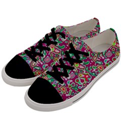 Red Green Spots                         Men s Low Top Canvas Sneakers by LalyLauraFLM