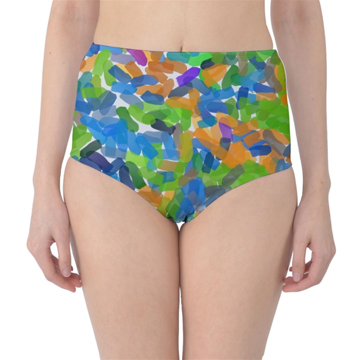 Paint brushes on a white background                           High-Waist Bikini Bottoms