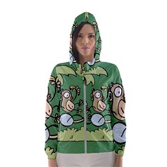 Ostrich Jungle Monkey Plants Women s Hooded Windbreaker by Bajindul