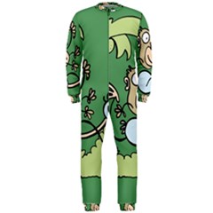 Ostrich Jungle Monkey Plants Onepiece Jumpsuit (men)  by Bajindul