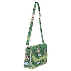 Ostrich Jungle Monkey Plants Shoulder Bag With Back Zipper by Bajindul