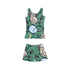 Ostrich Jungle Monkey Plants Kids  Boyleg Swimsuit by Bajindul