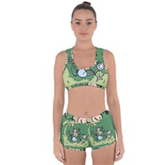 Ostrich Jungle Monkey Plants Racerback Boyleg Bikini Set by Bajindul