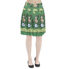 Ostrich Jungle Monkey Plants Pleated Skirt by Bajindul