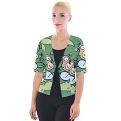 Ostrich Jungle Monkey Plants Cropped Button Cardigan by Bajindul