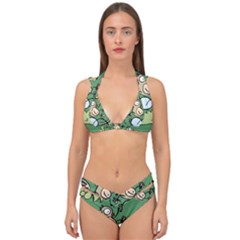 Ostrich Jungle Monkey Plants Double Strap Halter Bikini Set by Bajindul