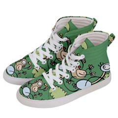 Ostrich Jungle Monkey Plants Women s Hi-top Skate Sneakers by Bajindul