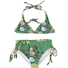 Ostrich Jungle Monkey Plants Kids  Classic Bikini Set by Bajindul