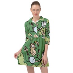 Ostrich Jungle Monkey Plants Mini Skater Shirt Dress