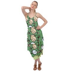 Ostrich Jungle Monkey Plants Layered Bottom Dress