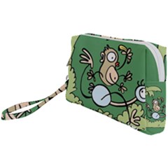 Ostrich Jungle Monkey Plants Wristlet Pouch Bag (small)