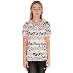 Notes Lines Music Women s V-neck Scrub Top