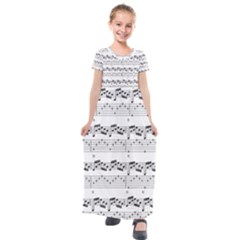 Notes Lines Music Kids  Short Sleeve Maxi Dress by Mariart