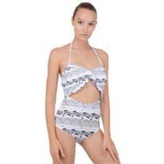 Notes Lines Music Scallop Top Cut Out Swimsuit