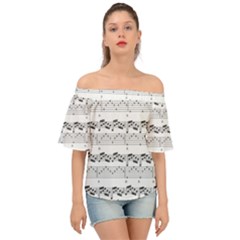 Notes Lines Music Off Shoulder Short Sleeve Top