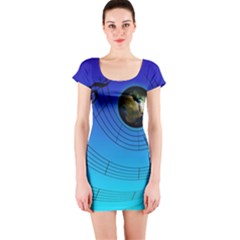 Music Reble Sound Concert Short Sleeve Bodycon Dress