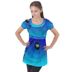 Music Reble Sound Concert Puff Sleeve Tunic Top by HermanTelo