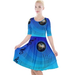 Music Reble Sound Concert Quarter Sleeve A-line Dress