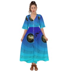 Music Reble Sound Concert Kimono Sleeve Boho Dress