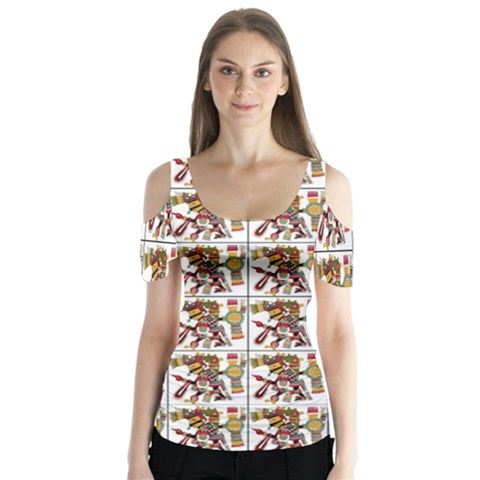 Aztec 1 Butterfly Sleeve Cutout Tee  by ArtworkByPatrick