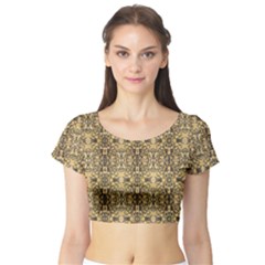 Aztec 4 Short Sleeve Crop Top by ArtworkByPatrick