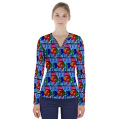 Fish 3 V-neck Long Sleeve Top by ArtworkByPatrick