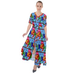 Fish 3 Waist Tie Boho Maxi Dress