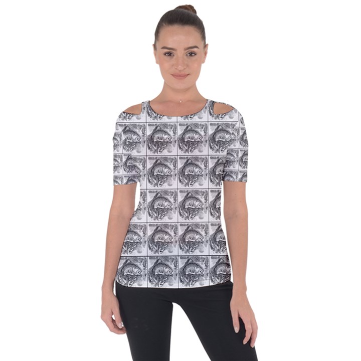 Fish 4 Shoulder Cut Out Short Sleeve Top