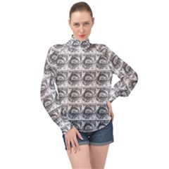 Fish 4 High Neck Long Sleeve Chiffon Top