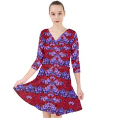 Flowers So Small On A Bed Of Roses Quarter Sleeve Front Wrap Dress by pepitasart